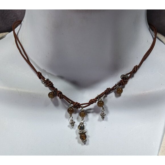 Handmade Elven Bohemian Brown Glass Fringe Necklace - Picture 2 of 6